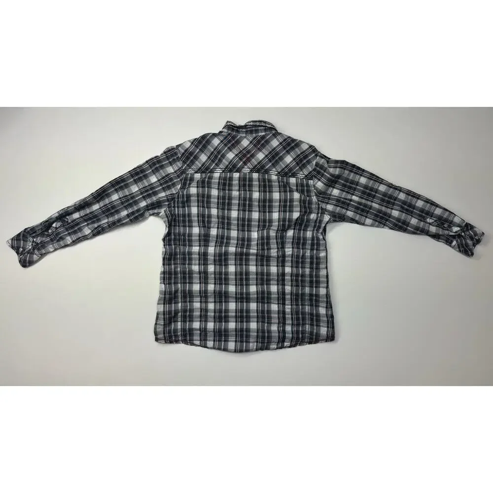 Used BKE Men's Slim Fit Western Pearl Snap Shirt Plaid Large Cotton